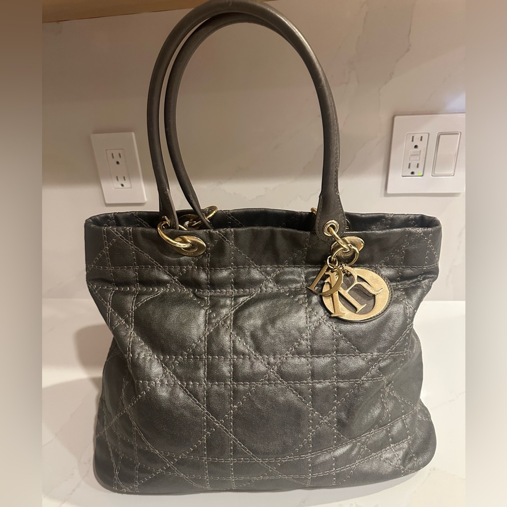 Authentic LADY DIOR Soft Tote Cannage Quilt Canvas Large. Beautiful condition!